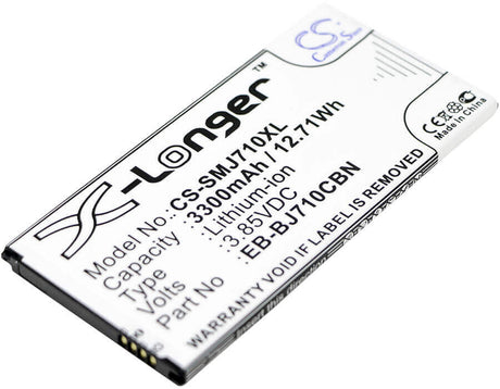 3.85V, Li-ion, 3300mAh, SmartPhone battery fits Samsung, Eb-bj710cba, Galaxy J7 2016, Galaxy J7 6 Duos Td-lte, 12.71Wh Mobile, SmartPhone Cameron Sino Technology Limited (Smartphone)