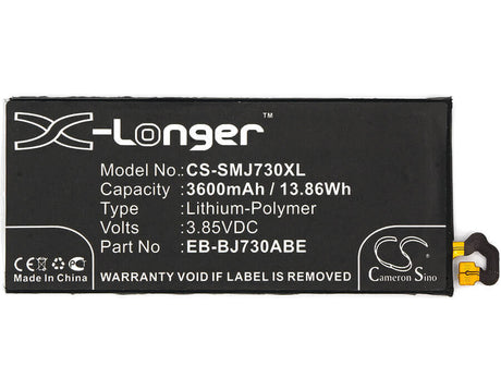 3.85V, Li-Polymer, 3600mAh, SmartPhone battery fits Samsung, Eb-bj730abe, Galaxy J7 2017, Galaxy J7 2017 Duos Td-lte, 13.86Wh Mobile, SmartPhone Cameron Sino Technology Limited (Smartphone)