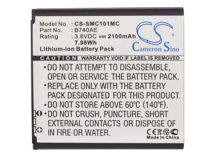 3.8V, Li-ion, 2100mAh, Camera battery fits Samsung, B740ac, Galaxy K, Galaxy S4 Zoom Lte, 7.98Wh Camera Cameron Sino Technology Limited (Camera)