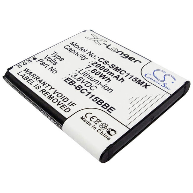 3.8V, Li-ion, 2000mAh, Camera battery fits Samsung, Eb-bc115bbc, Galaxy K Zoom, Galaxy K Zoom 3g, 7.6Wh Camera Cameron Sino Technology Limited (Camera)