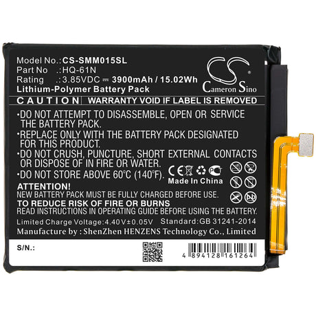 3.85V, Li-Polymer, 3900mAh, SmartPhone battery fits Samsung, Hq-61n, Galaxy M01 2020, Sm-m015, 15.02Wh Mobile, SmartPhone Cameron Sino Technology Limited (Smartphone)