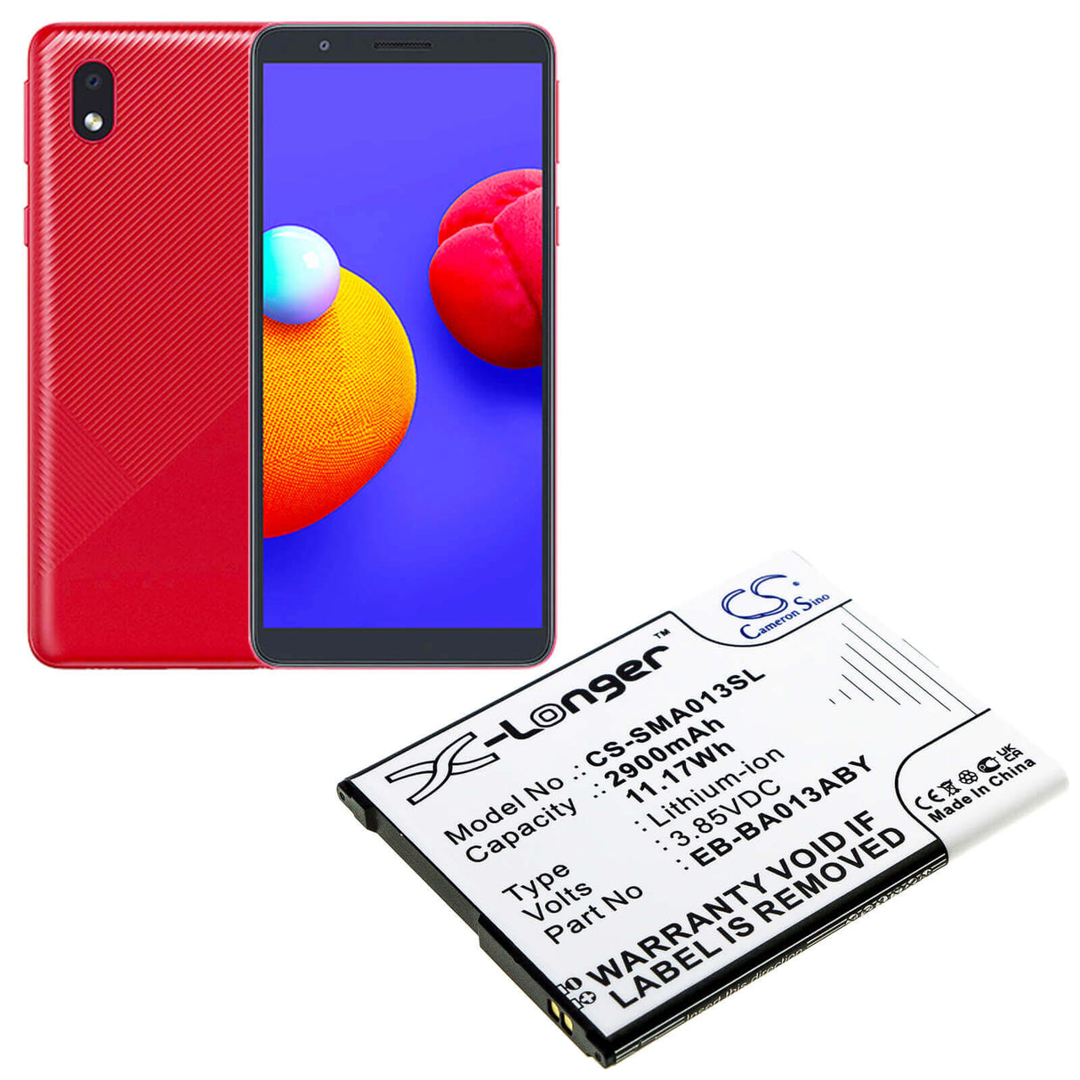 3.85V, Li-ion, 2900mAh, SmartPhone battery fits Samsung, Eb-ba013aby, Galaxy A01 2019, Galaxy M01 Core 2020, 11.17Wh Mobile, SmartPhone Cameron Sino Technology Limited (Smartphone)