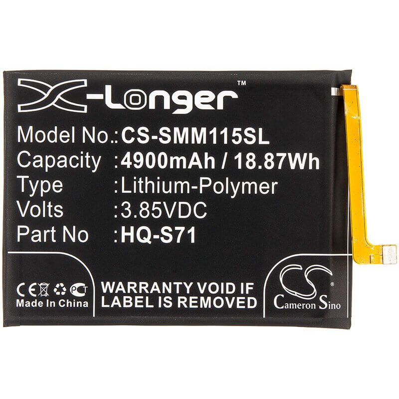 3.85V, Li-Polymer, 4900mAh, SmartPhone battery fits Samsung, Gh81-18734a, Galaxy M11, Galaxy M11 2020, 18.87Wh Mobile, SmartPhone Cameron Sino Technology Limited (Smartphone)