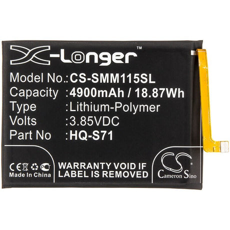 3.85V, Li-Polymer, 4900mAh, SmartPhone battery fits Samsung, Gh81-18734a, Galaxy M11, Galaxy M11 2020, 18.87Wh Mobile, SmartPhone Cameron Sino Technology Limited (Smartphone)