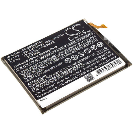 3.85V, Li-Polymer, 5900mAh, SmartPhone battery fits Samsung, Eb-bm207aby, Galaxy M30s, Sm-m307f, 22.72Wh Mobile, SmartPhone Cameron Sino Technology Limited (Smartphone)