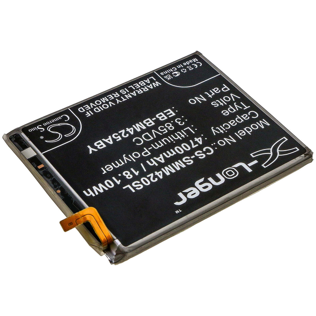 3.85V, Li-Polymer, 4700mAh, SmartPhone battery fits Samsung, Eb-bm425aby, Galaxy M42, 18.1Wh Mobile, SmartPhone Cameron Sino Technology Limited (Smartphone)