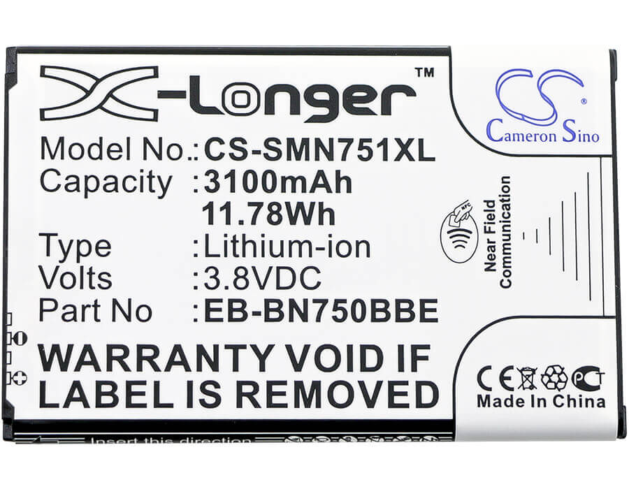 3.8V, Li-ion, 3100mAh, SmartPhone battery fits Samsung, (Black),Eb-bn750bbc, Galaxy Note 3 Mini, Galaxy Note 3 Neo, 11.78Wh Mobile, SmartPhone Cameron Sino Technology Limited (Smartphone)
