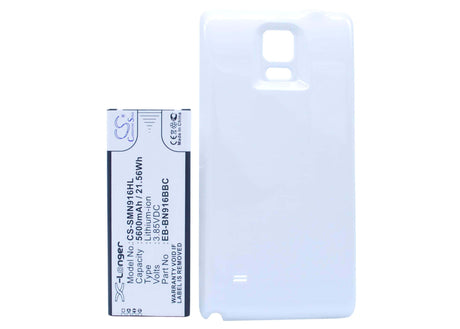 3.85V, Li-ion, 5600mAh, SmartPhone battery fits Samsung, (White),Eb-bn916bbc, Galaxy Note 4 ( China Mobile ), Sm-n9100, 21.56Wh Mobile, SmartPhone Cameron Sino Technology Limited (Smartphone)
