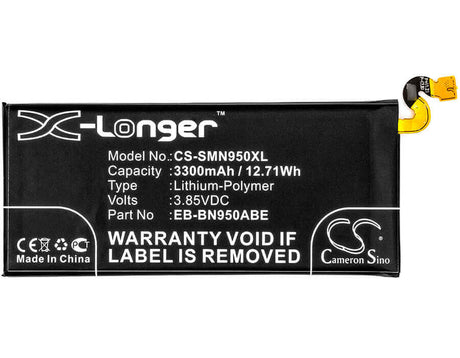 3.85V, Li-Polymer, 3300mAh, SmartPhone battery fits Samsung, Eb-bn950aba, Galaxy Note 8, Galaxy Note 8 Duos, 12.71Wh Mobile, SmartPhone Cameron Sino Technology Limited (Smartphone)
