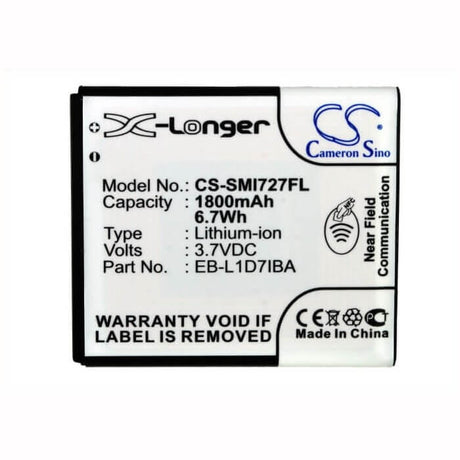 3.7V, Li-ion, 1800mAh, Mobile, SmartPhone battery fits At&t, T-mobile, Samsung, Eb-l1d7iba, Galaxy S 2 Skyrocket 4g, Galaxy S Ii Skyrocket 4g, 6.66Wh Mobile, SmartPhone Cameron Sino Technology Limited (Smartphone)