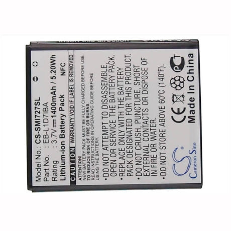3.7V, Li-ion, 1400mAh, SmartPhone battery fits T-mobile, At&t, Samsung, Eb-l1d7iba, Galaxy S 2 Skyrocket 4g, Galaxy S Ii Skyrocket 4g, 5.18Wh Mobile, SmartPhone Cameron Sino Technology Limited (Smartphone)