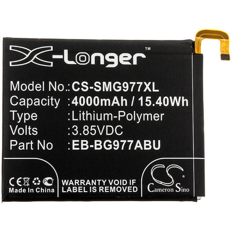 3.85V, Li-Polymer, 4000mAh, SmartPhone battery fits Samsung, Eb-bg977abu, Galaxy S10 5g, Sm-g977, 15.4Wh Mobile, SmartPhone Cameron Sino Technology Limited (Smartphone)