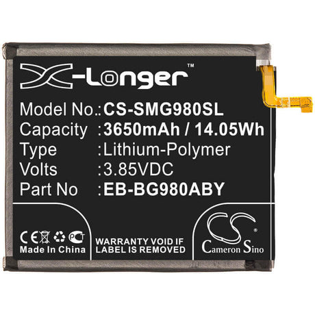 3.85V, Li-Polymer, 3650mAh, SmartPhone battery fits Samsung, Eb-bg980aby, Galaxy S11e, Galaxy S20, 14.05Wh Mobile, SmartPhone Cameron Sino Technology Limited (Smartphone)