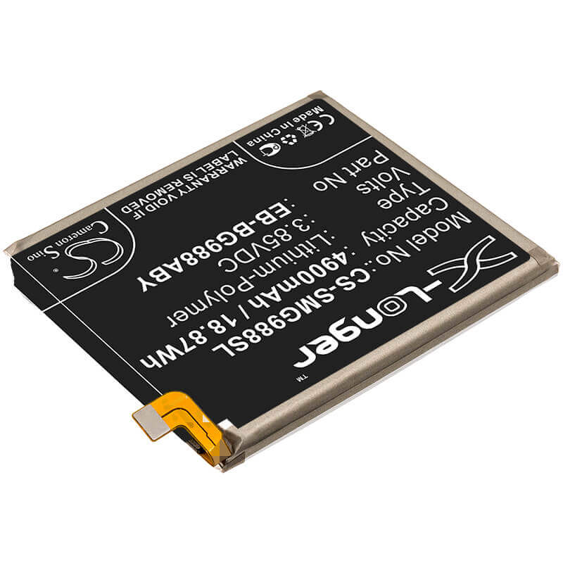 3.85V, Li-Polymer, 4900mAh, SmartPhone battery fits Samsung, Eb-bg988aby, Galaxy S20 Ultra, Galaxy S20 Ultra 5g, 18.87Wh Mobile, SmartPhone Cameron Sino Technology Limited (Smartphone)