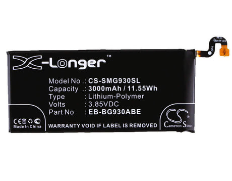 3.85V, Li-Polymer, 3000mAh, SmartPhone battery fits Samsung, Eb-bg930aba, Galaxy S7, Galaxy S7 Duos, 11.55Wh Mobile, SmartPhone Cameron Sino Technology Limited (Smartphone)