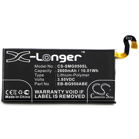 3.85V, Li-Polymer, 2600mAh, SmartPhone battery fits Samsung, Eb-bg950aba, Dream 2, Galaxy S8, 10.01Wh Mobile, SmartPhone Cameron Sino Technology Limited (Smartphone)