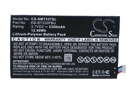 3.7V, Li-Polymer, 3350mAh, Tablet battery fits Samsung, Eb-bt330fbu, Galaxy Tab 4 8.0, Galaxy Tab4 8.0", 12.40Wh Tablet Cameron Sino Technology Limited