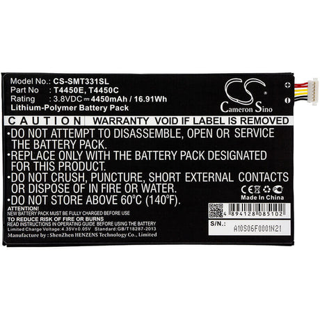 3.8V, Li-Polymer, 3000mAh, Tablet battery fits Samsung, T4450c, Galaxy Tab 4, Galaxy Tab 4 8.0 Lte, 11.40Wh Tablet Cameron Sino Technology Limited