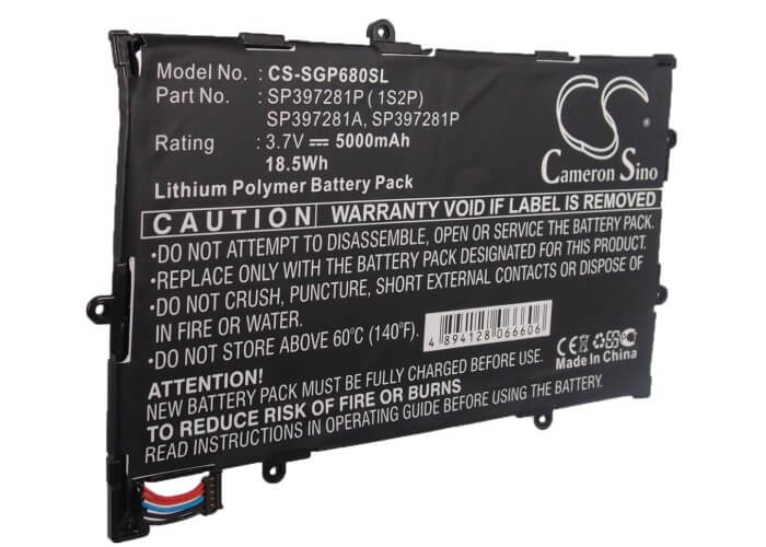 3.7V, Li-Polymer, 5000mAh, Tablet battery fits Verizon, Samsung, Sp397281a, Galaxy Tab 7.7, Gt-p6810, 18.5Wh Tablet Cameron Sino Technology Limited