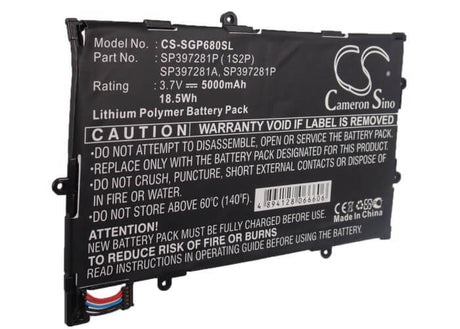 3.7V, Li-Polymer, 5000mAh, Tablet battery fits Verizon, Samsung, Sp397281a, Galaxy Tab 7.7, Gt-p6810, 18.5Wh Tablet Cameron Sino Technology Limited