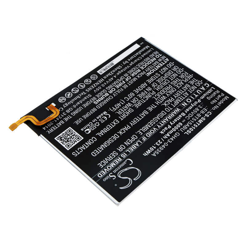 3.85V, Li-Polymer, 6000mAh, Tablet battery fits Samsung, Eb-bt515abu, Galaxy Tab A 10.1 2019, Galaxy Tab A 10.1 2019 Wifi 64, 23.10Wh Tablet Cameron Sino Technology Limited
