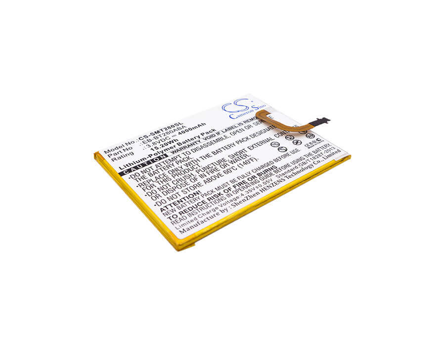 3.8V, Li-Polymer, 4000mAh, Tablet battery fits Samsung, Eb-bt280aba, Galaxy Tab A 7.0 2016 4g Lte, Galaxy Tab E 7.0 2016 4g Lte, 15.20Wh Tablet Cameron Sino Technology Limited