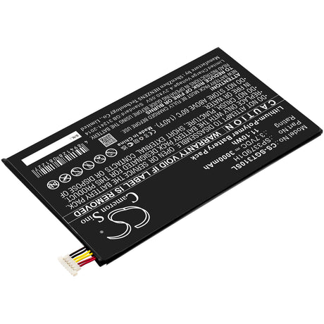 3.7V, Li-Polymer, 3000mAh, Tablet battery fits Samsung, Aaad415js/7-b, Galaxy Tab 3, Galaxy Tab 3 8.0, 11.10Wh Tablet Cameron Sino Technology Limited