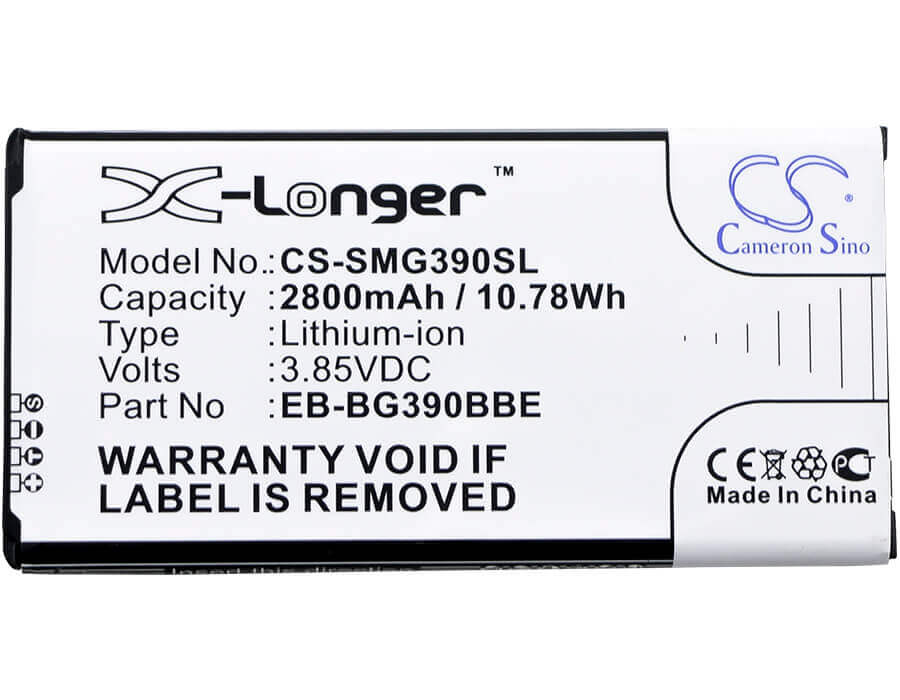 3.85V, Li-ion, 2800mAh, SmartPhone battery fits Samsung, Eb-bg390bbe, Galaxy Xcover 4, Galaxy Xcover 4 2017 Td-lte, 10.78Wh Mobile, SmartPhone Cameron Sino Technology Limited (Smartphone)