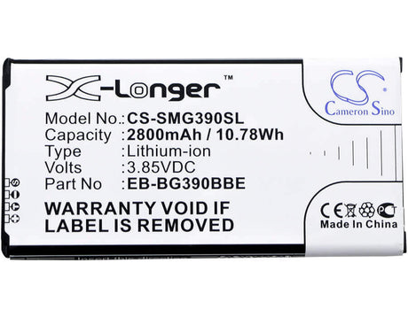3.85V, Li-ion, 2800mAh, SmartPhone battery fits Samsung, Eb-bg390bbe, Galaxy Xcover 4, Galaxy Xcover 4 2017 Td-lte, 10.78Wh Mobile, SmartPhone Cameron Sino Technology Limited (Smartphone)
