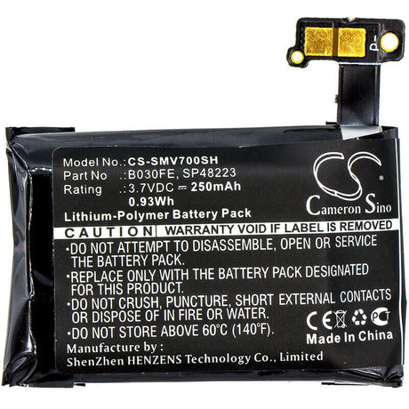 3.7V, Li-Polymer, 250mAh, Smartwatch battery fits Samsung, B030fe, Gear 1, Sm-v700, 0.93Wh Smartwatch Cameron Sino Technology Limited