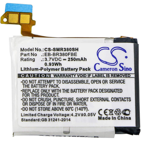 3.7V, Li-Polymer, 250mAh, Smartwatch battery fits Samsung, B1230j1ea, Gear 2, Gear 2 Neo, 0.93Wh Smartwatch Cameron Sino Technology Limited