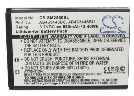 3.7V, Li-ion, 650mAh, SmartPhone battery fits Samsung, Ab463446bc, Champ, Diva Folder, 2.41Wh Mobile, SmartPhone Cameron Sino Technology Limited (Smartphone)