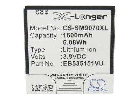 3.8V, Li-ion, 1600mAh, SmartPhone battery fits Samsung, Eb535151vu, Galaxy S Advance, Gt-b9120, 6.08Wh Mobile, SmartPhone Cameron Sino Technology Limited (Smartphone)
