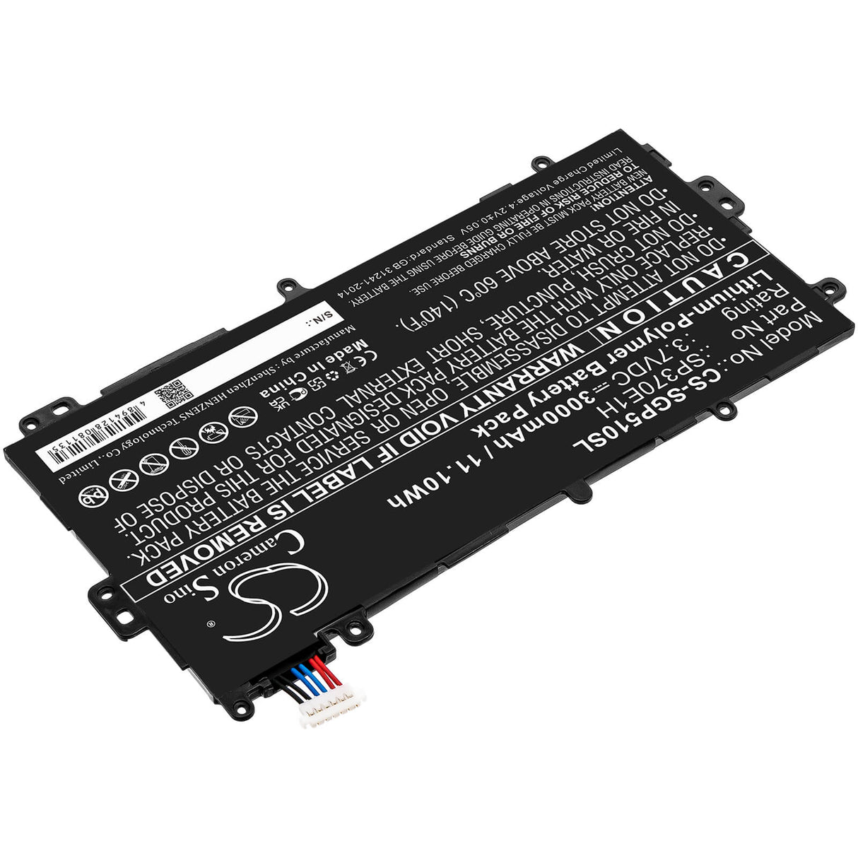 3.7V, Li-Polymer, 3000mAh, Tablet battery fits Samsung, Sp3770e1h, Galaxy Note 8.0, Galaxy Note 8.0 32gb, 11.10Wh Tablet Cameron Sino Technology Limited