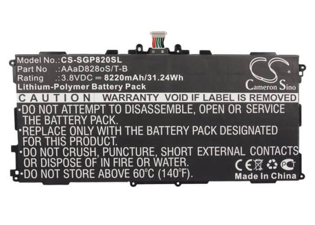 3.8V, Li-Polymer, 6600mAh, Tablet battery fits Samsung, Aaad828os/t-b, Galaxy Tab 3 Plus 10.1, Gt-p8220, 25.08Wh Tablet Cameron Sino Technology Limited