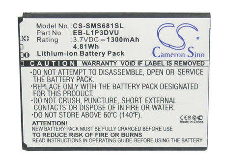 3.7V, Li-ion, 1300mAh, SmartPhone battery fits Samsung, Eb-l1p3dvu, Galaxy Ace Duos, Galaxy Fame, 4.81Wh Mobile, SmartPhone Cameron Sino Technology Limited (Smartphone)