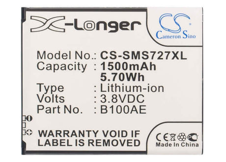 3.8V, Li-ion, 1500mAh, SmartPhone battery fits Samsung, B100ae, Galaxy Ace 3, Galaxy Ace 3 3g, 5.7Wh Mobile, SmartPhone Cameron Sino Technology Limited (Smartphone)