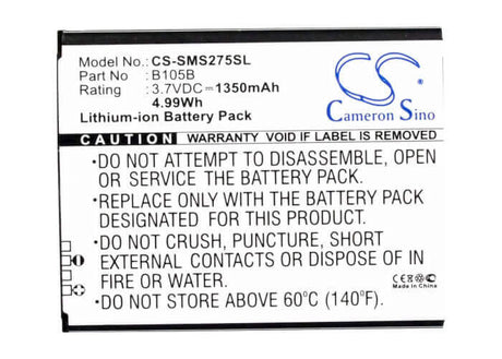 3.7V, Li-ion, 1350mAh, SmartPhone battery fits Samsung, B105bc, Galaxy Ace 3 Lte, Galaxy Light, 5Wh Mobile, SmartPhone Cameron Sino Technology Limited (Smartphone)