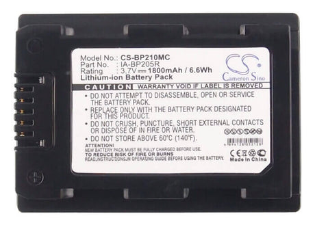 Camera Battery For Samsung Hmx-f50bn, Hmx-h300, Hmx-h300bn, Hmx-h300bp, 3.7v, 1800mah - 6.66wh Camera Cameron Sino Technology Limited (Suspended)