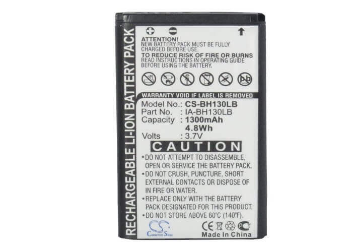 3.7V, Li-ion, 1300mAh, Camera battery fits Samsung, Bpbh130lb, Hmx-u20, Hmx-w200, 4.81Wh Camera Cameron Sino Technology Limited (Camera)