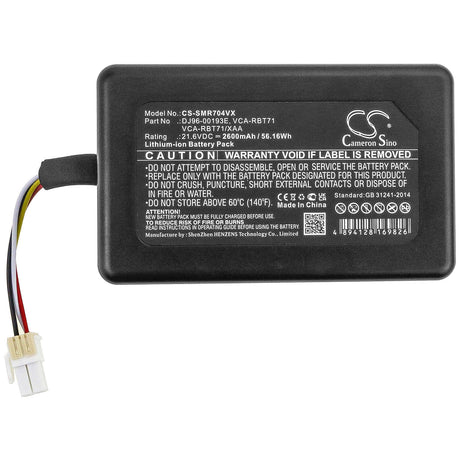 Vacuum battery for Samsung, Powerbot R7040, R1am7010uw / Aa, Vr1am7010u5 / Aa 21.6v, 2600mah - 56.16wh Vacuum Cameron Sino Technology Limited