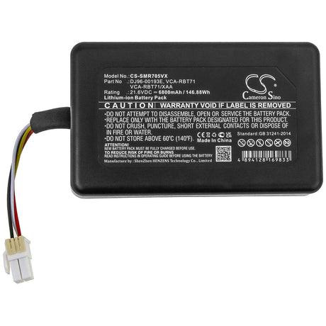 21.6V, Li-ion, 6800mAh, Vacuum battery fits Samsung, Powerbot R7040, R1am7010uw / Aa, Vr1am7010u5 / Aa, 146.88Wh Vacuum Cameron Sino Technology Limited (Dangerous Goods)