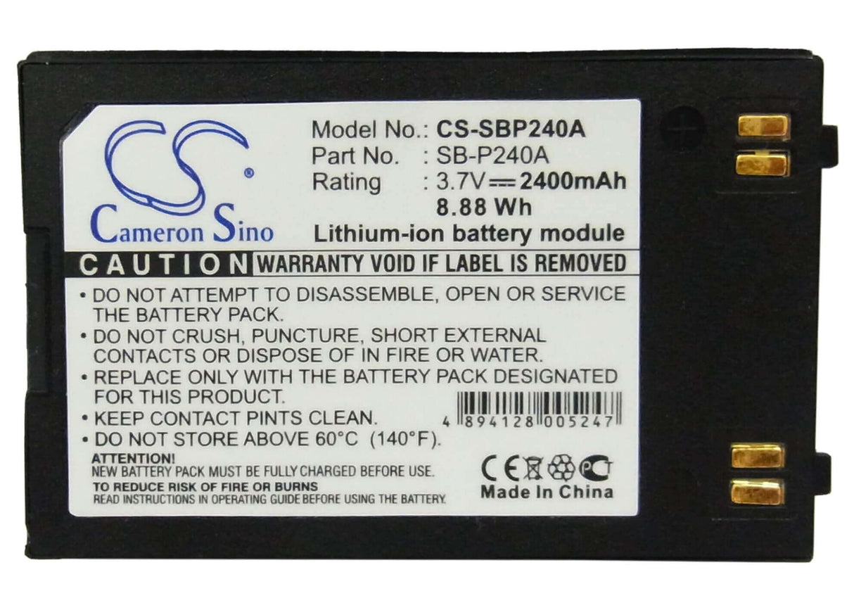 3.7V, Li-ion, 2400mAh, Camera battery fits Samsung, Sb-p240a, Sc-mm10, Sc-mm10bl, 8.88Wh Camera Cameron Sino Technology Limited (Camera)