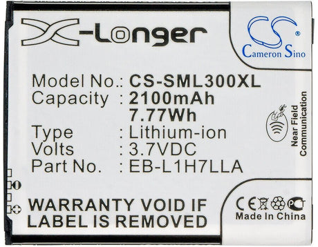 3.8V, Li-ion, 2100mAh, Mobile, SmartPhone battery fits Sprint, Samsung, Uscellular, Eb-l1h7lla, Galaxy Axiom, Galaxy Victory 4g, 7.98Wh Mobile, SmartPhone Cameron Sino Technology Limited (Smartphone)