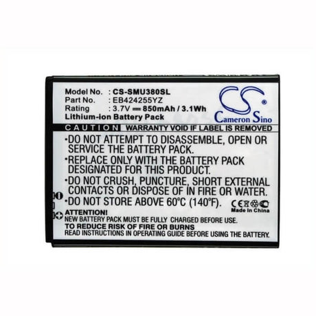 3.7V, Li-ion, 850mAh, SmartPhone battery fits Samsung, Eb424255yz, Brightside, Intensity Iii, 3.15Wh Mobile, SmartPhone Cameron Sino Technology Limited (Suspended)