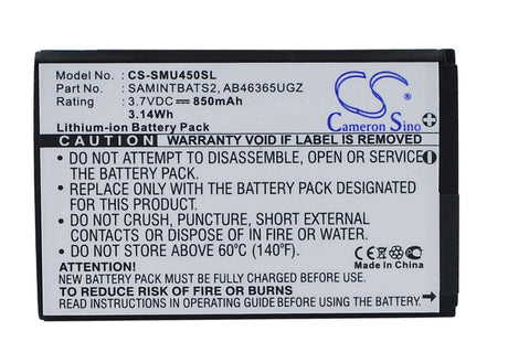 3.7V, Li-ion, 850mAh, SmartPhone battery fits Samsung, Verizon, Ab463651gz, Doubletake, Glyde 2, 3.15Wh Mobile, SmartPhone Cameron Sino Technology Limited (Smartphone)