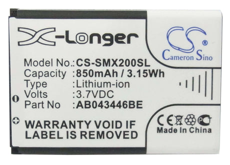 3.7V, Li-ion, 850mAh, SmartPhone battery fits Joa Telecom, Samsung, Ab043446bc, L210, L-210, 3.15Wh Mobile, SmartPhone Cameron Sino Technology Limited (Smartphone)