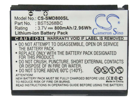 3.7V, Li-ion, 800mAh, SmartPhone battery fits Samsung, Bst5268bc, Sgh-d808, 2.96Wh Mobile, SmartPhone Cameron Sino Technology Limited (Smartphone)
