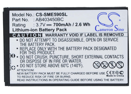 3.7V, Li-ion, 700mAh, SmartPhone battery fits Samsung, Ab403450ba, Gt-e2510, Gt-e2550, 2.59Wh Mobile, SmartPhone Cameron Sino Technology Limited (Suspended)