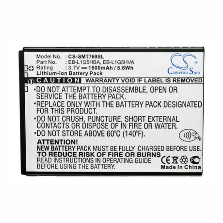 3.7V, Li-ion, 1500mAh, SmartPhone battery fits Samsung, At&t, T-mobile, Eb-l1g5hba, Galaxy Exhilarate, Galaxy Exhilarate 4g, 5.55Wh Mobile, SmartPhone Cameron Sino Technology Limited (Smartphone)